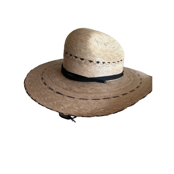 Wide Brim Straw Cowboy Hat Adjustable Chin Strap Western Lightweight Unisex - Picture 3 of 6